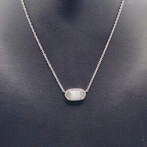 Kendra Scott Elisa Pendant Silver Necklace in Slate Cat Eye's Glass #7